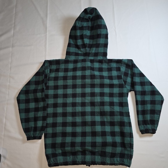 Vermont Flannel Company Button Pullover Green/black Plaid Kids 10-12 100% Cotton - Picture 4 of 6